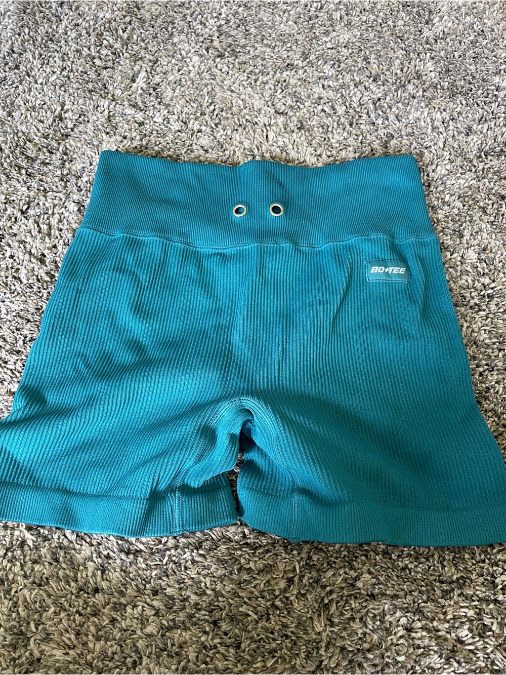 Bo+Tee Women's Teal Ribbed Bike Shorts